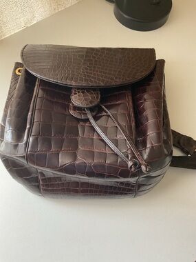 Judith leiber Alligator skin brown gold crossbody bag